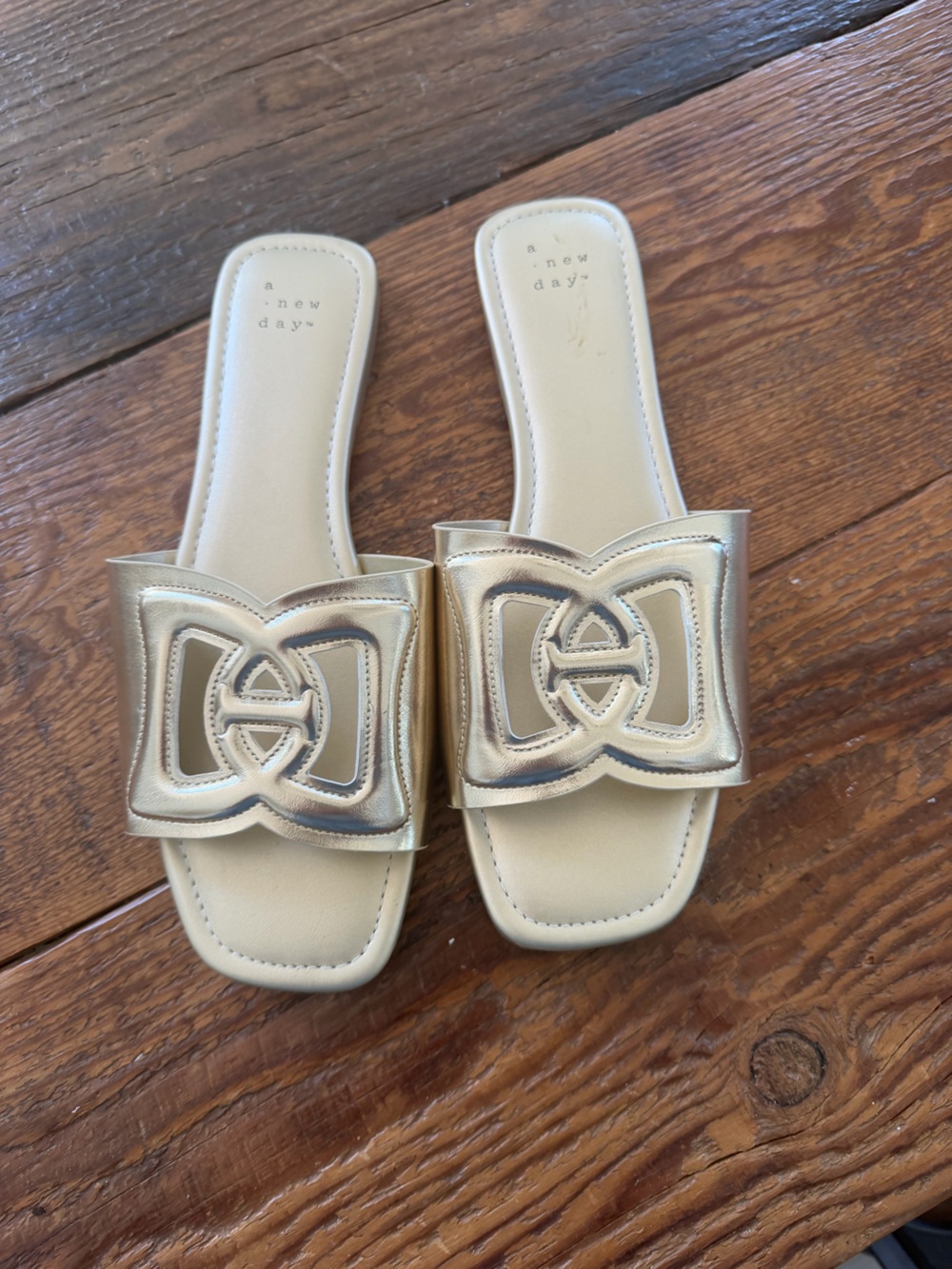 A New Day Metallic Gold Slide Sandals - Women's Slip-On Sandals